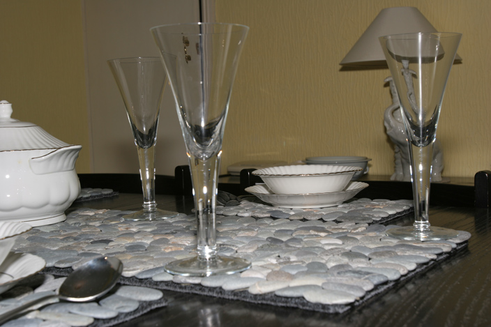 Large and small stone place mats